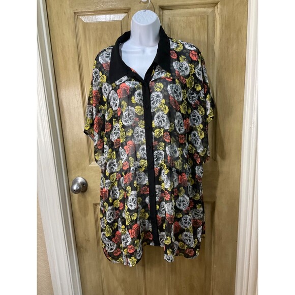 Torrid Women's Mesh Swimsuit Cover Up - Floral Skulls size 5 5X - Picture 1 of 4